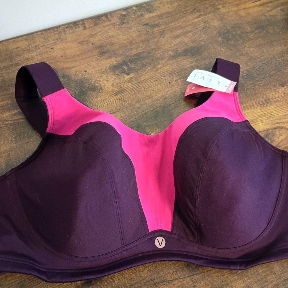 NEW LIVI By Lane Bryant Vibrant Pink and Purple Women's Bra 46DDD